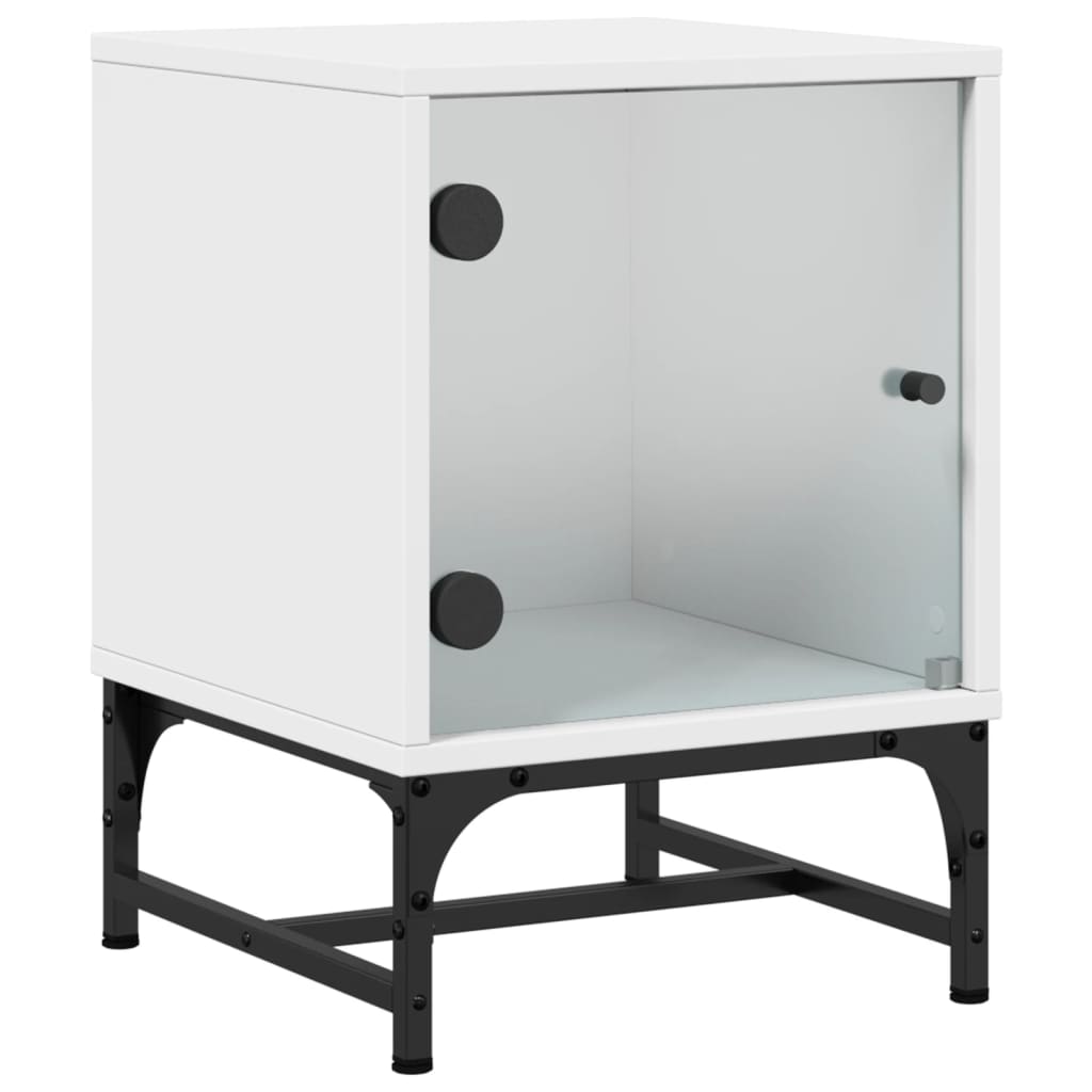 vidaXL Mesitas de noche con puertas de vidrio 2 uds blanco 35x37x50 cm