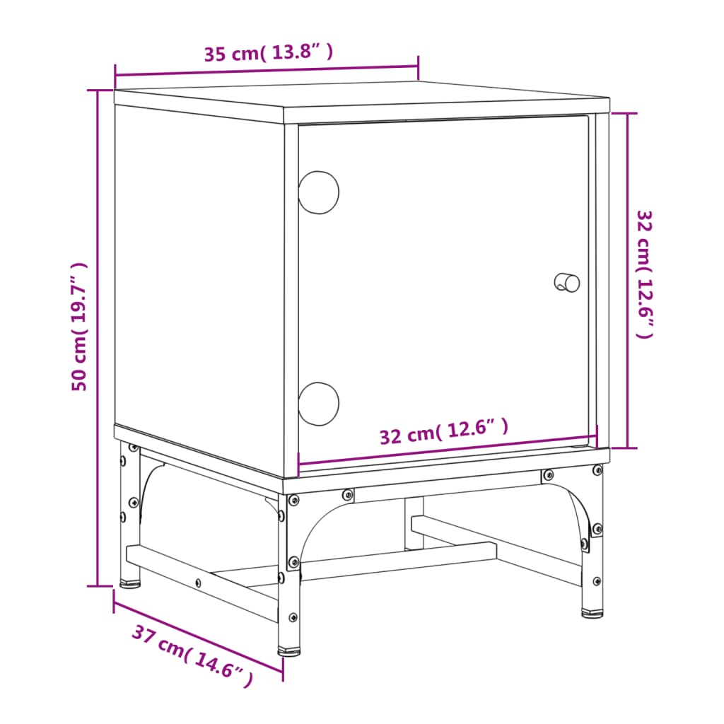 vidaXL Mesita de noche con puerta de vidrio negro 35x37x50 cm