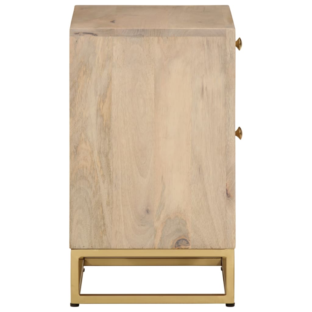 vidaXL Mesita de noche madera maciza de mango y hierro 40x30x50 cm