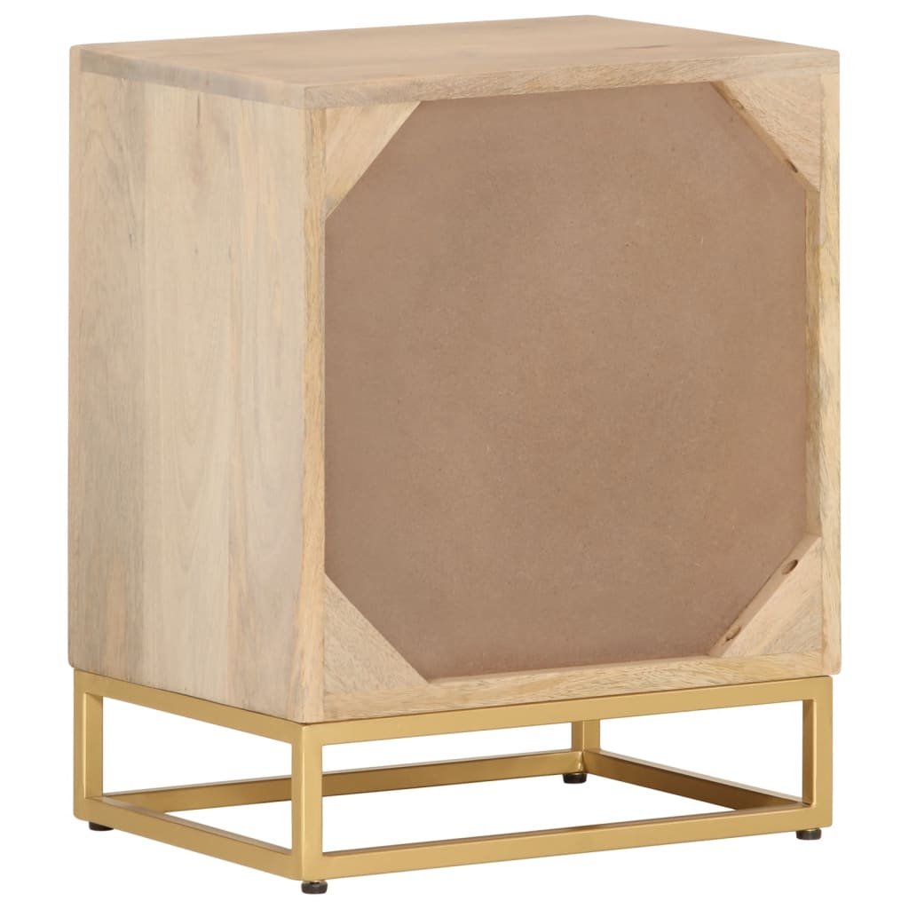 vidaXL Mesita de noche madera maciza de mango y hierro 40x30x50 cm