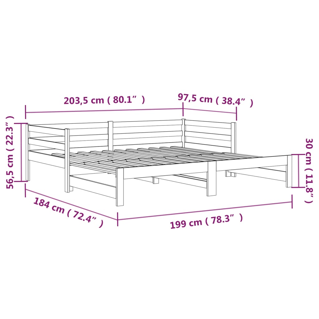 vidaXL Sofá cama nido madera maciza de pino 90x200 cm