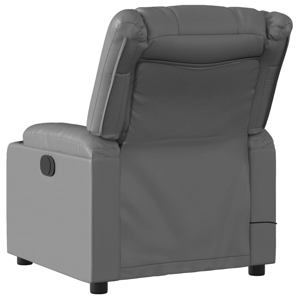 vidaXL Sillón de masaje reclinable eléctrico cuero sintético gris