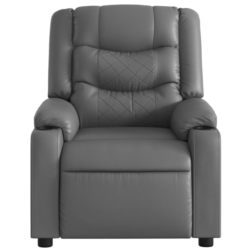 vidaXL Sillón de masaje reclinable eléctrico cuero sintético gris