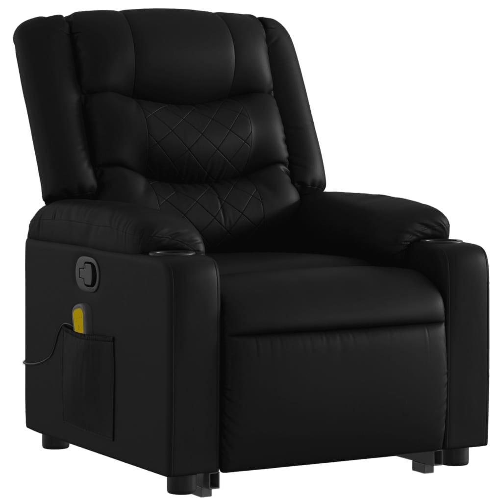 vidaXL Sillón reclinable de masaje de pie cuero artificial negro