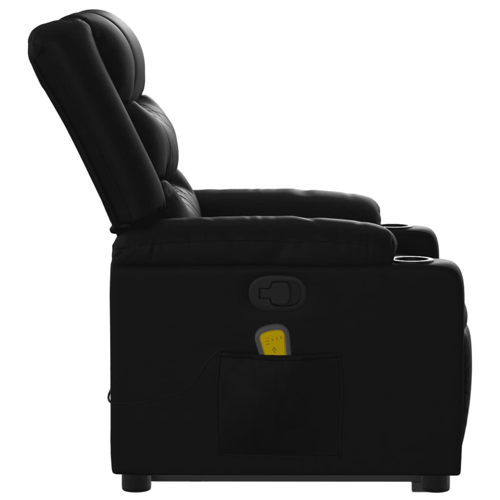 vidaXL Sillón reclinable de masaje de pie cuero artificial negro