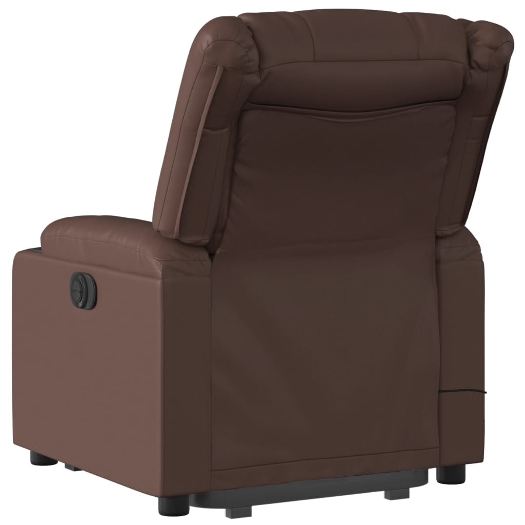 vidaXL Sillón reclinable de masaje de pie de cuero sintético marrón