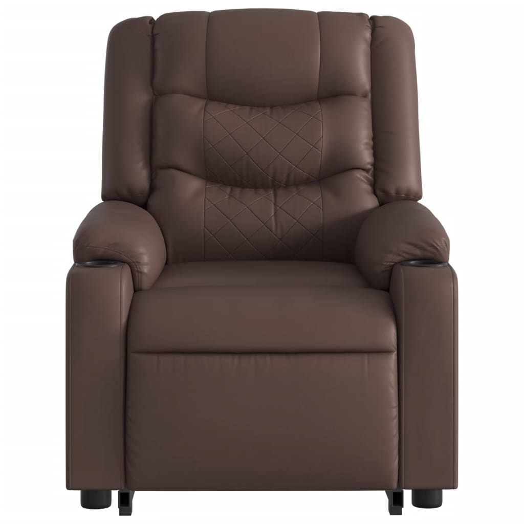 vidaXL Sillón reclinable de masaje de pie de cuero sintético marrón