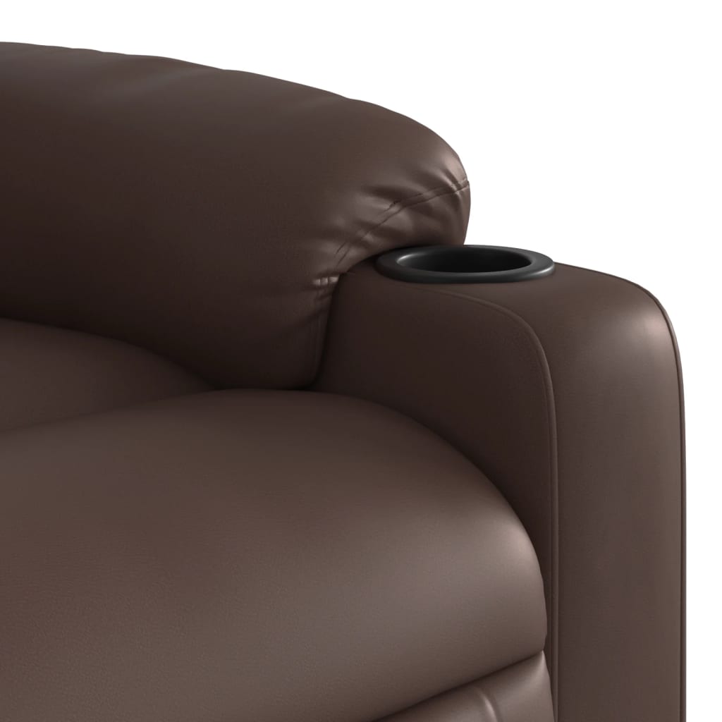 vidaXL Sillón reclinable de masaje de pie de cuero sintético marrón