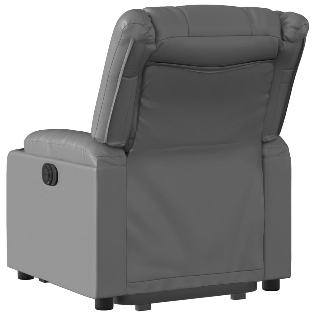 vidaXL Sillón reclinable elevable eléctrico de cuero sintético gris