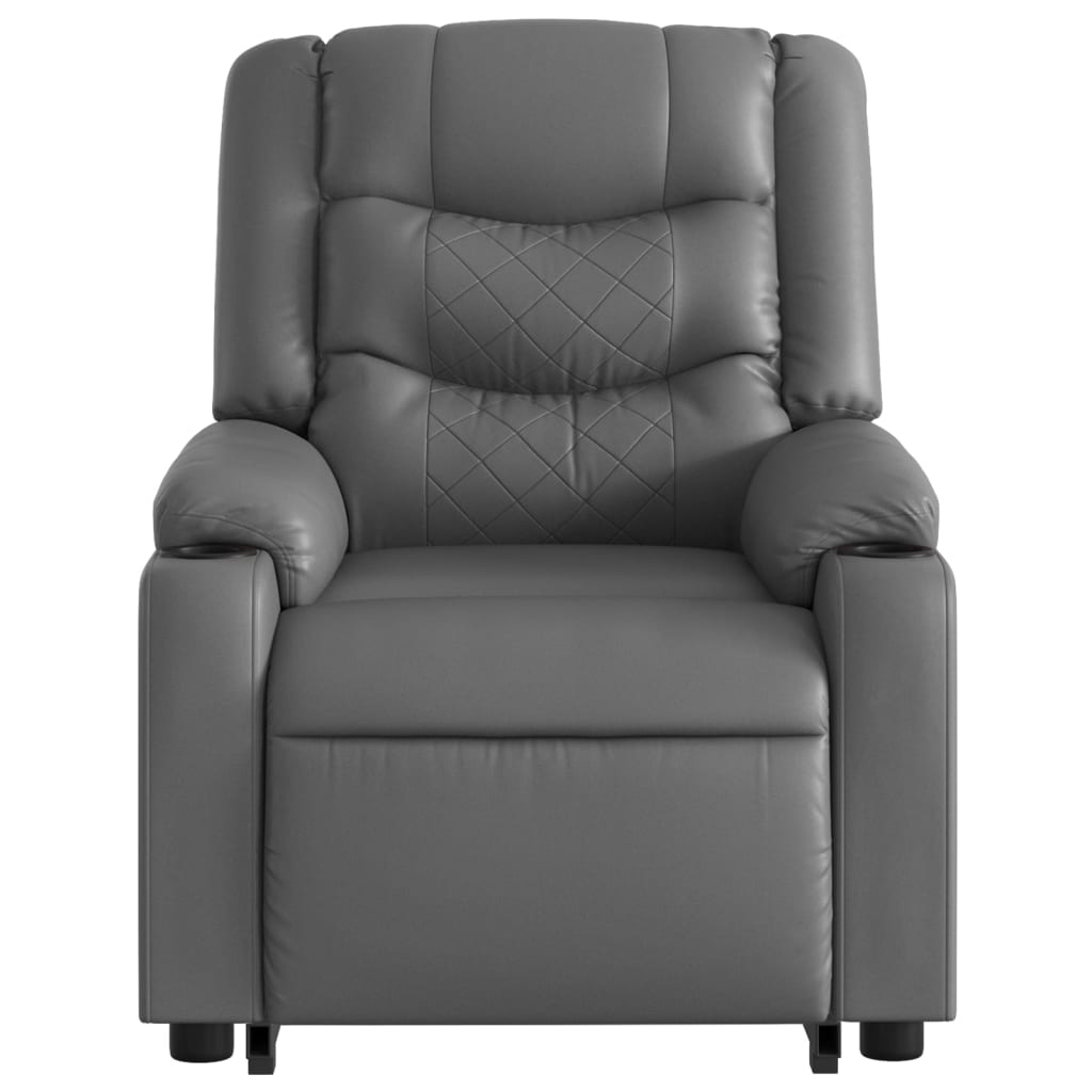 vidaXL Sillón reclinable elevable eléctrico de cuero sintético gris