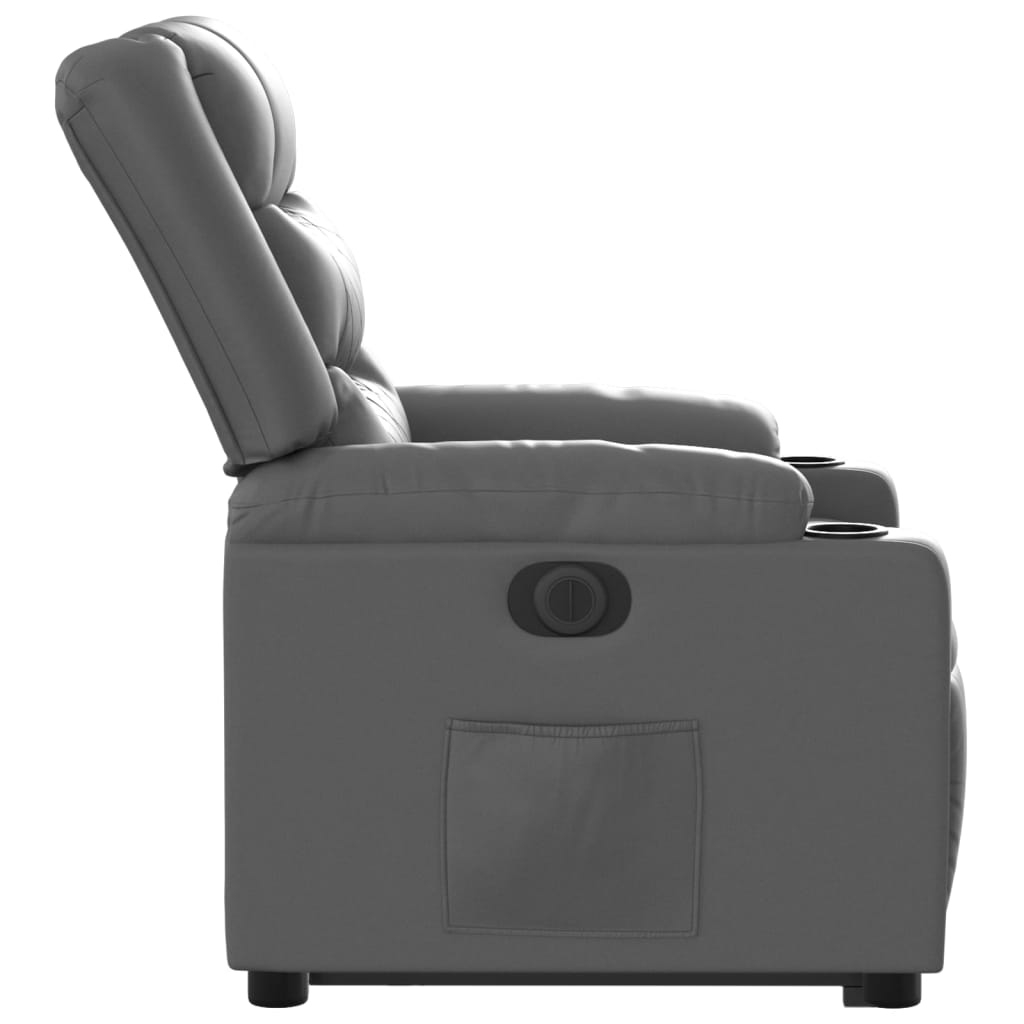 vidaXL Sillón reclinable elevable eléctrico de cuero sintético gris