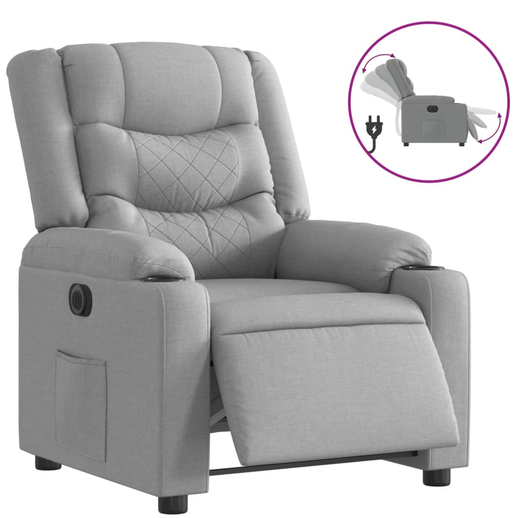 vidaXL Sillón reclinable eléctrico tela gris claro