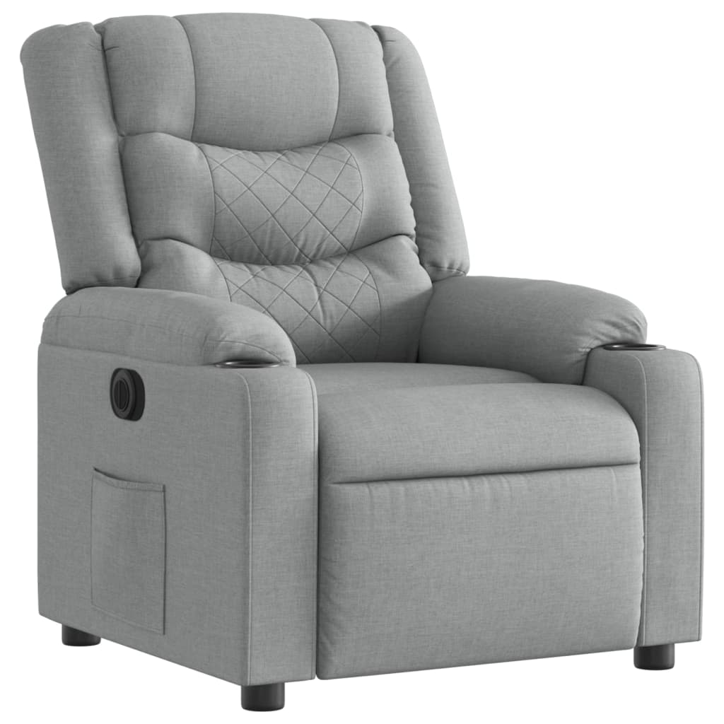 vidaXL Sillón reclinable eléctrico tela gris claro