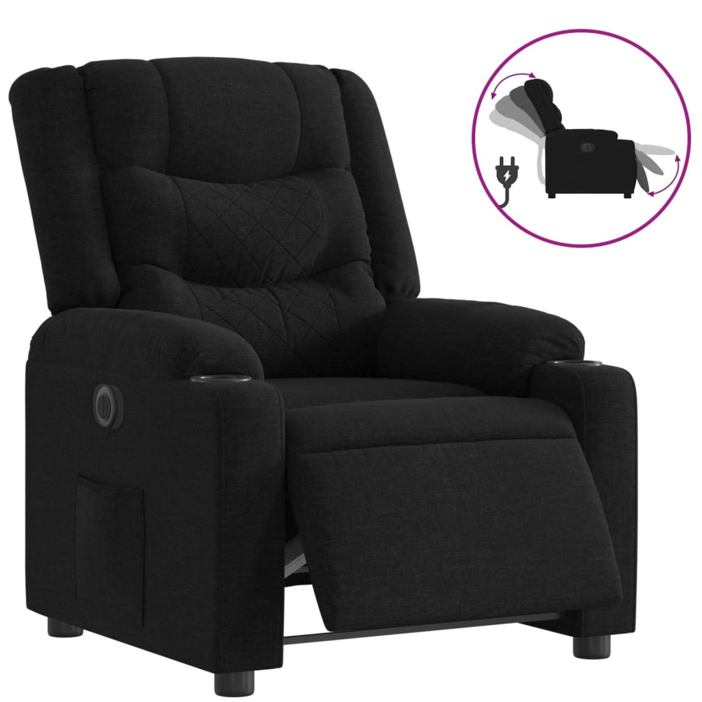 vidaXL Sillón reclinable eléctrico de tela negro