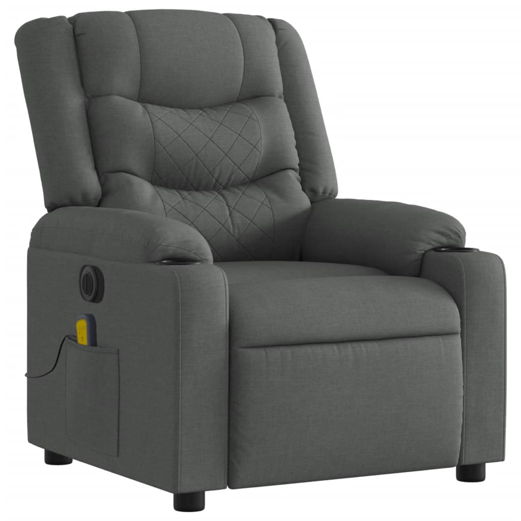 vidaXL Sillón reclinable de masaje eléctrico tela gris oscuro