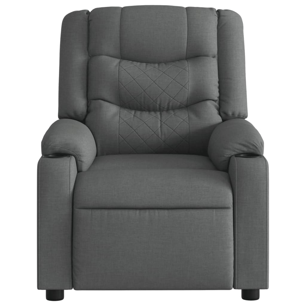 vidaXL Sillón reclinable de masaje eléctrico tela gris oscuro