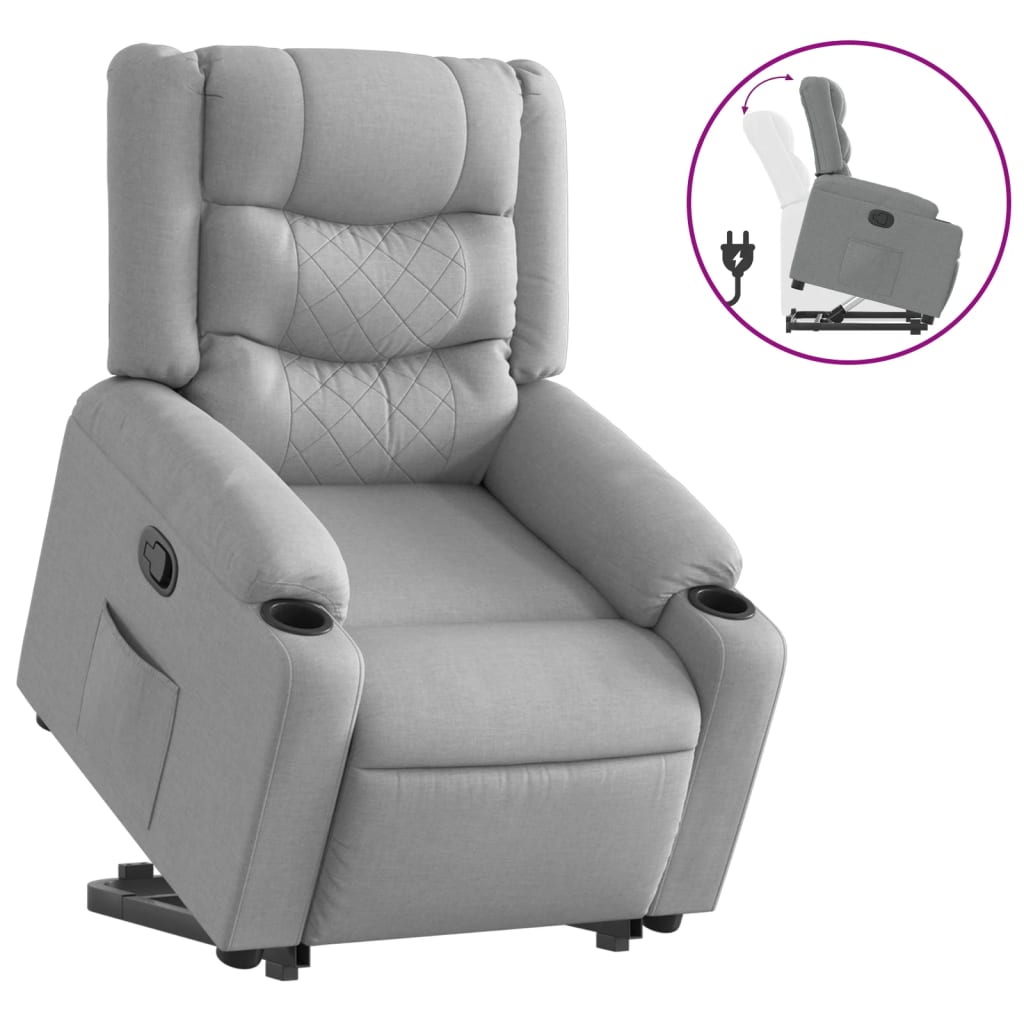 vidaXL Sillón reclinable elevable de tela gris claro