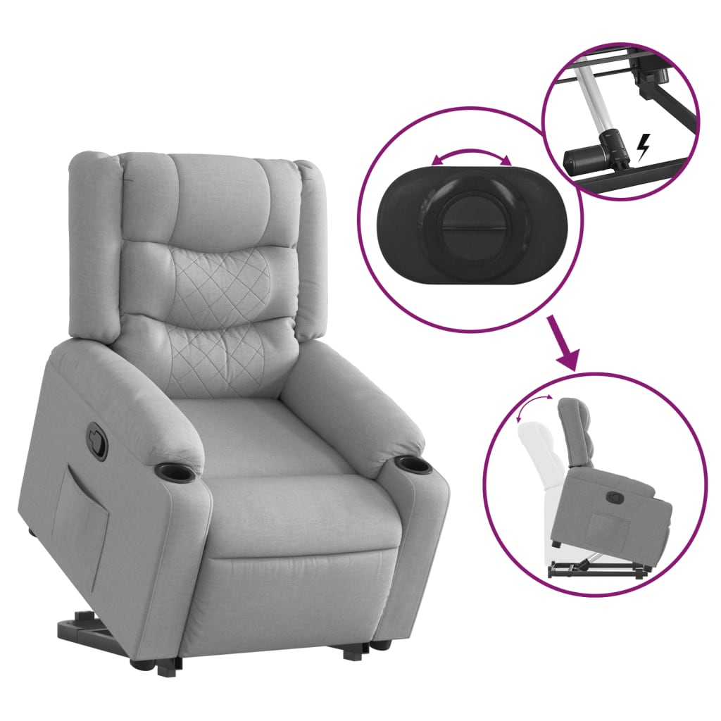 vidaXL Sillón reclinable elevable de tela gris claro