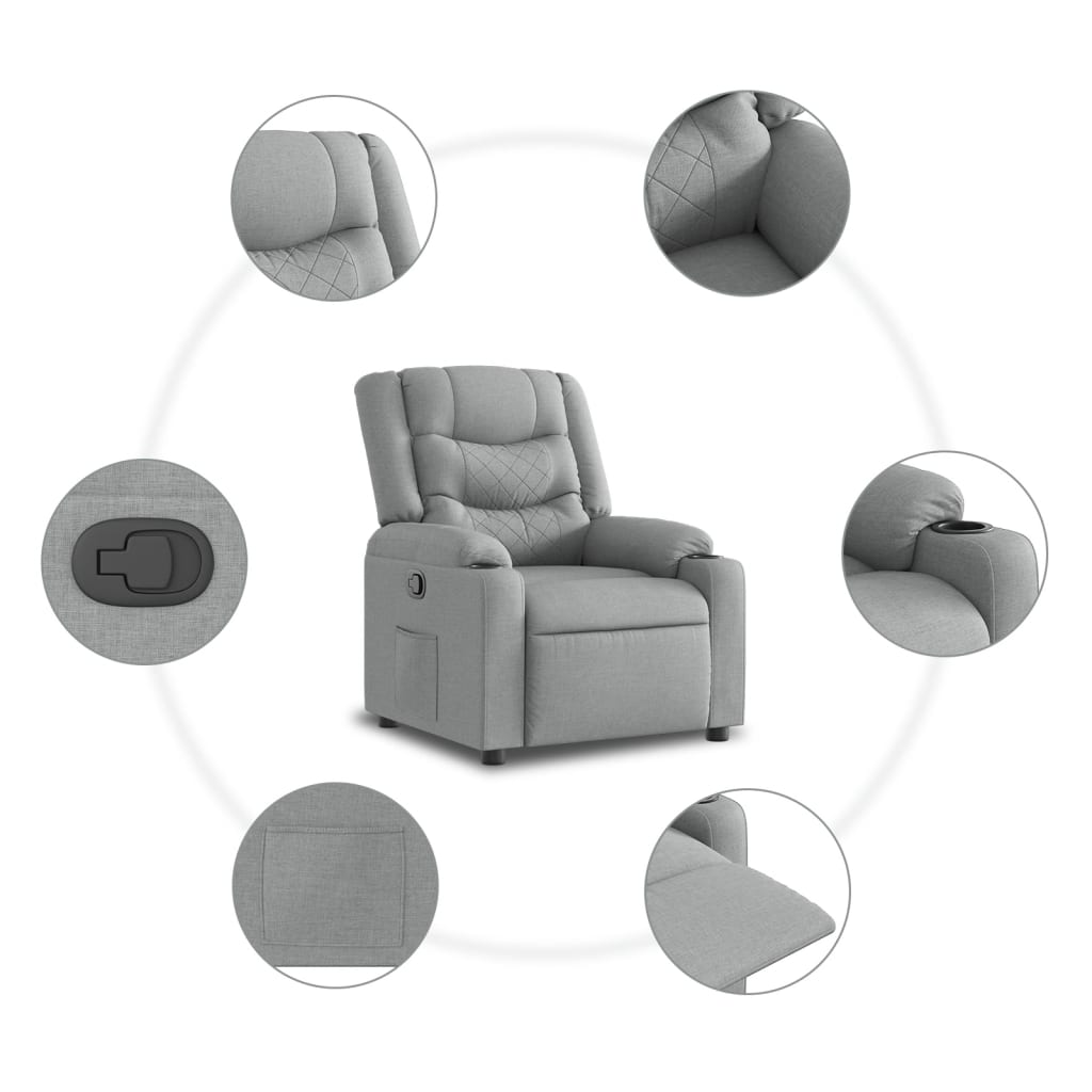 vidaXL Sillón reclinable elevable de tela gris claro