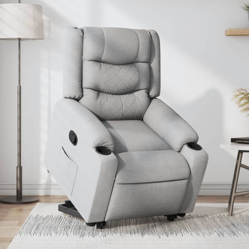 vidaXL Sillón reclinable elevable de tela gris claro