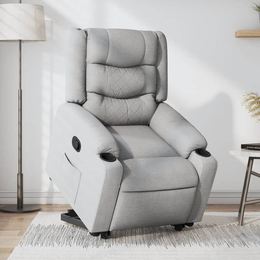 vidaXL Sillón reclinable elevable de tela gris claro