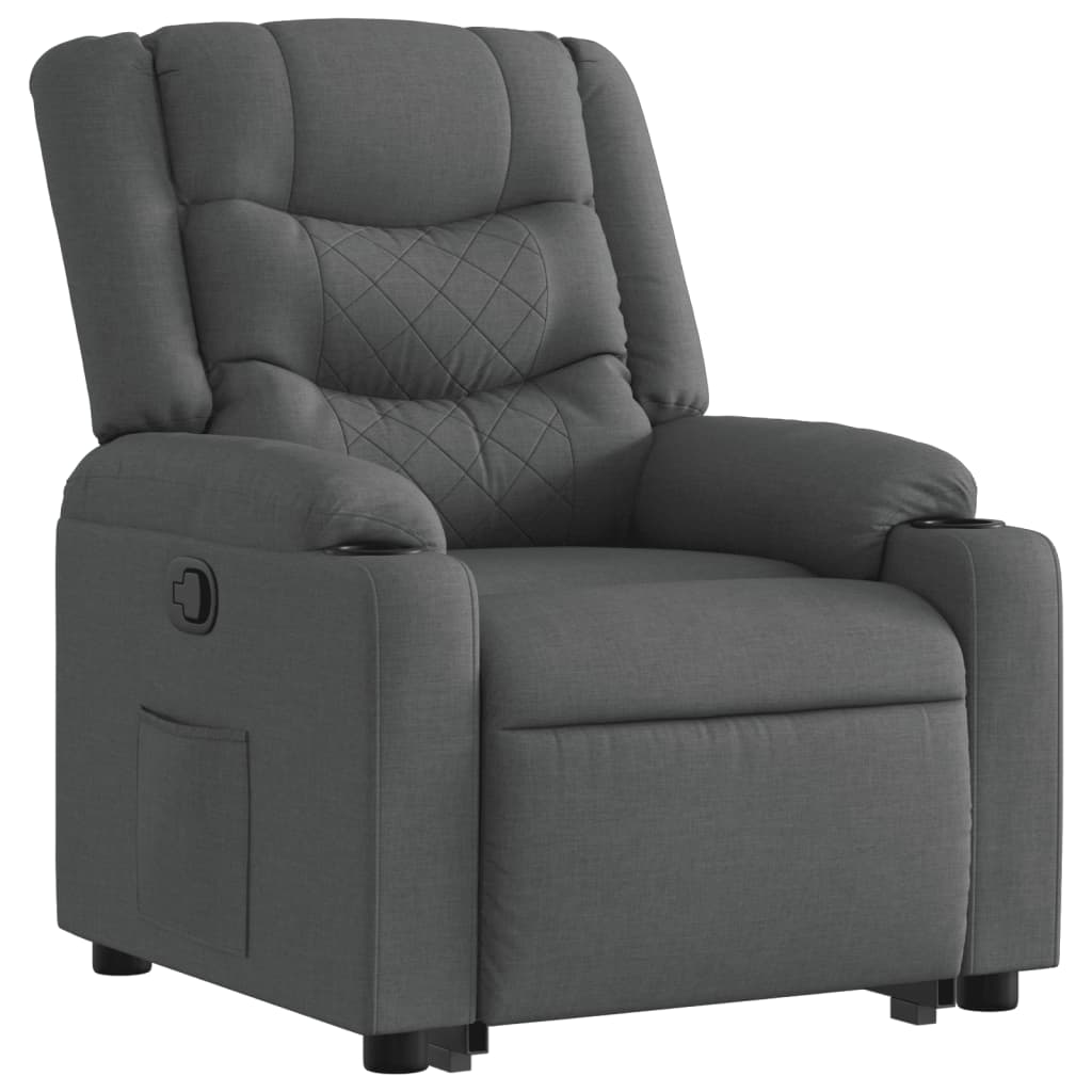 vidaXL Sillón reclinable elevable de tela gris oscuro