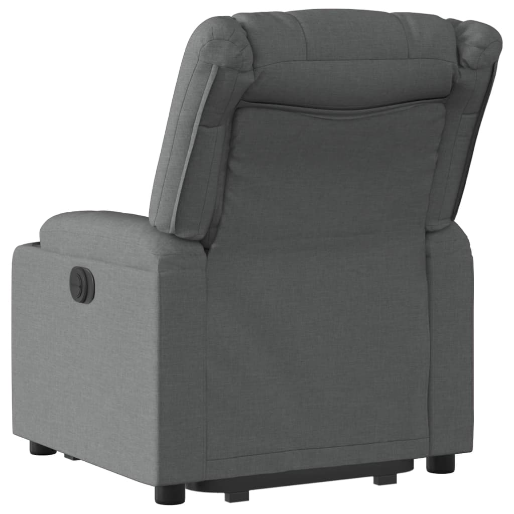 vidaXL Sillón reclinable elevable de tela gris oscuro