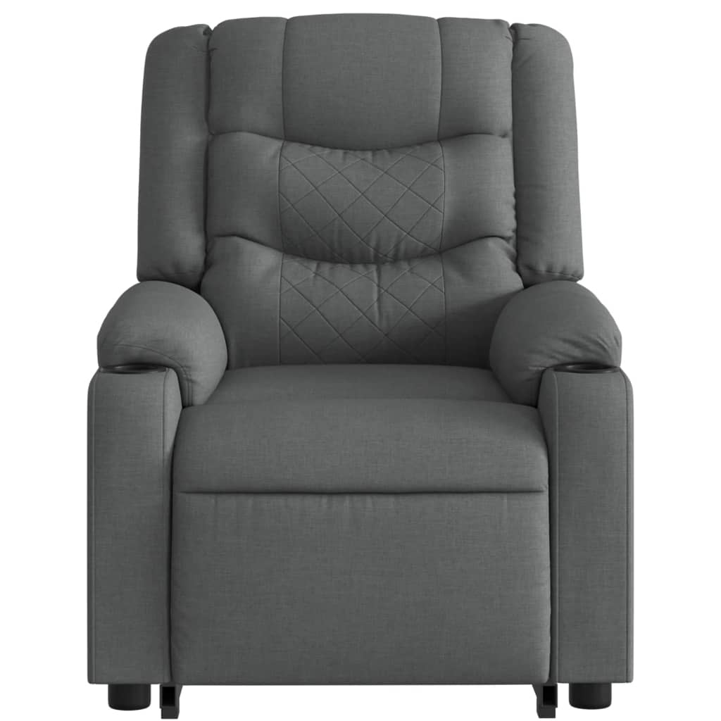 vidaXL Sillón reclinable elevable de tela gris oscuro