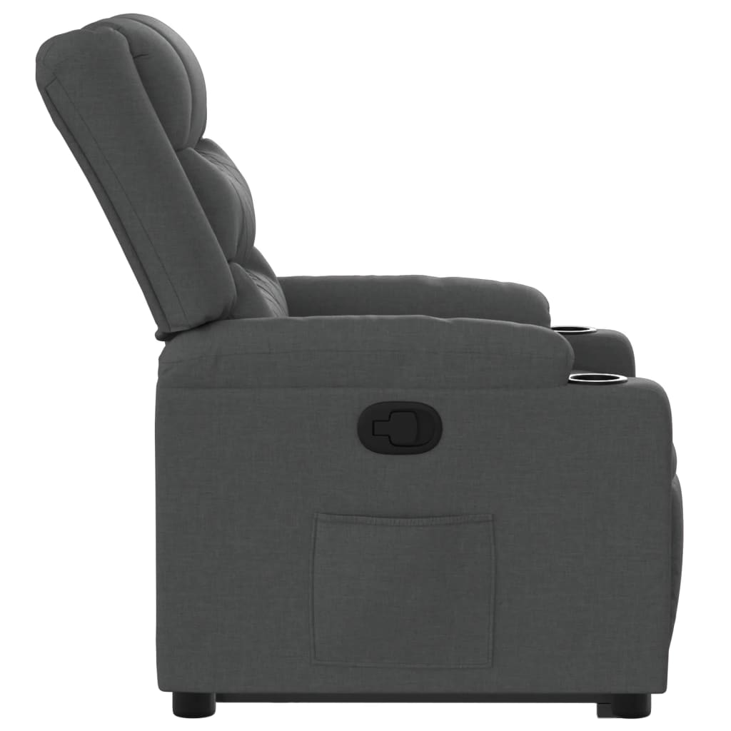 vidaXL Sillón reclinable elevable de tela gris oscuro