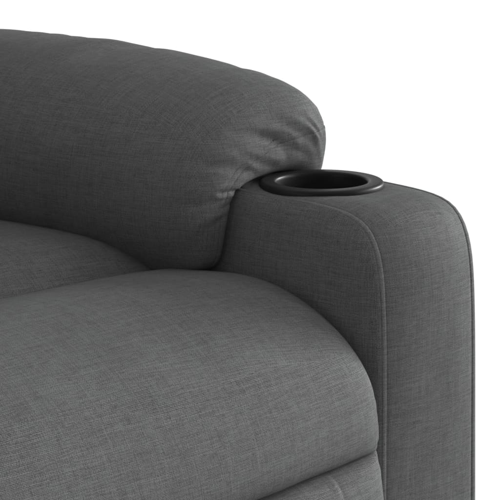 vidaXL Sillón reclinable elevable de tela gris oscuro