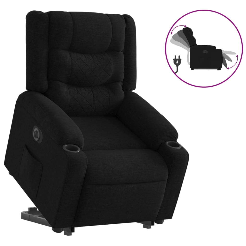 vidaXL Sillón eléctrico reclinable elevable de tela negro