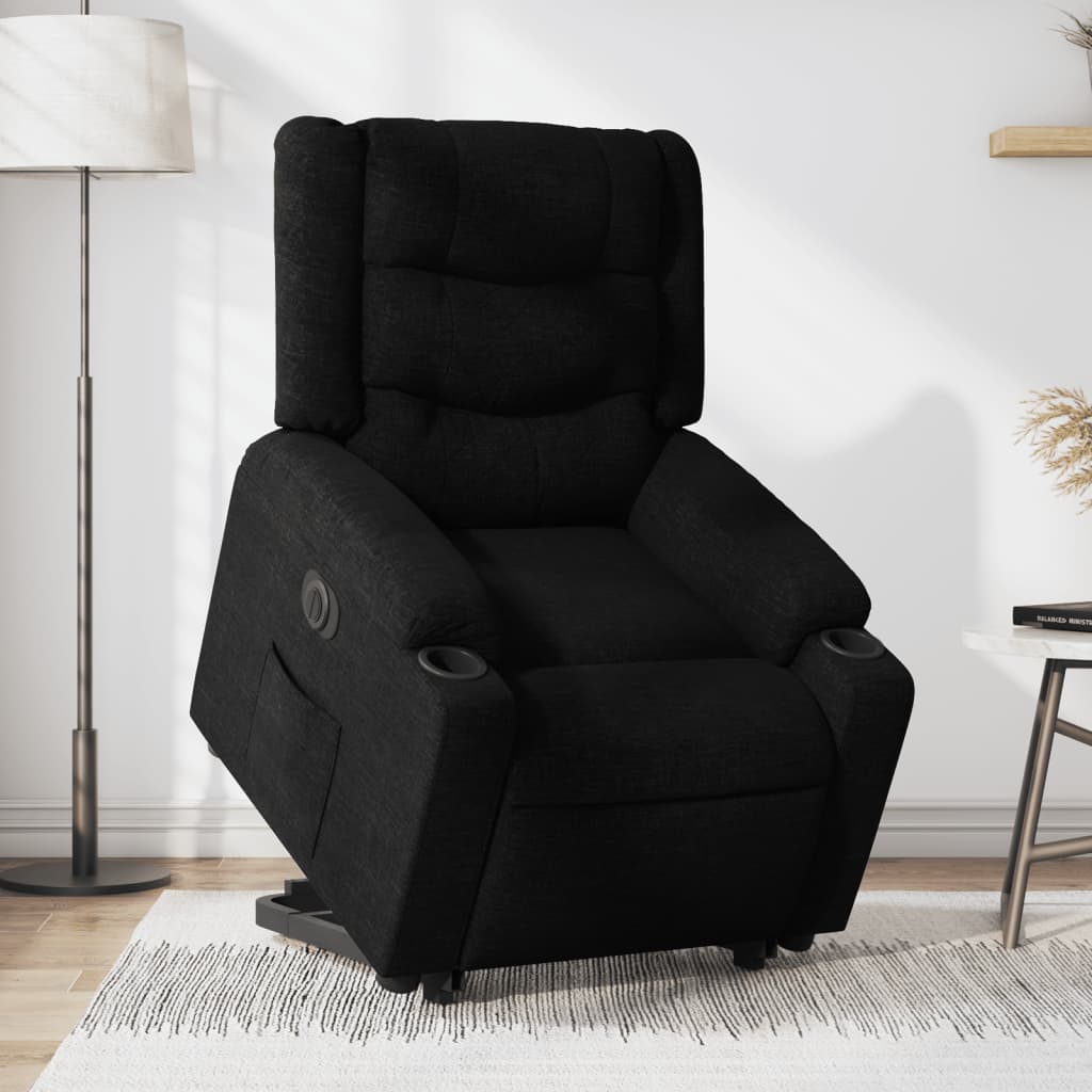 vidaXL Sillón eléctrico reclinable elevable de tela negro