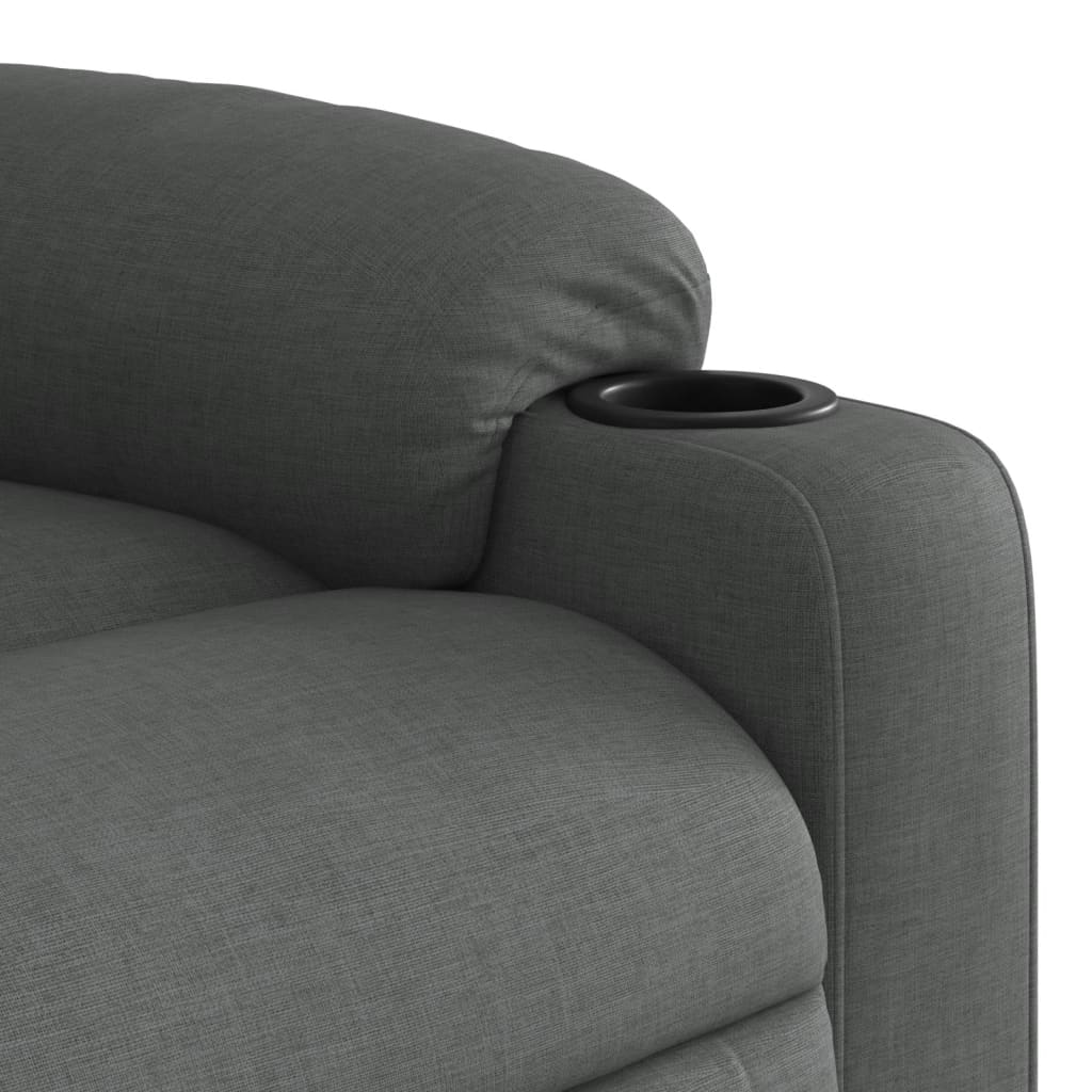 vidaXL Sillón de masaje eléctrico reclinable elevable tela gris oscuro