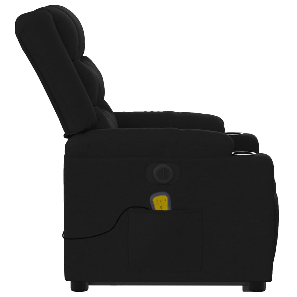 vidaXL Sillón de masaje eléctrico reclinable elevable tela negro