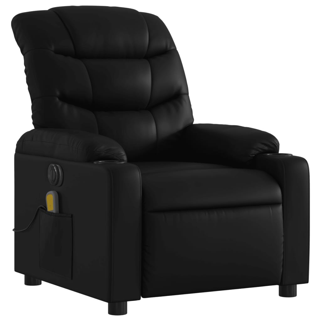 vidaXL Sillón de masaje reclinable eléctrico cuero sintético negro