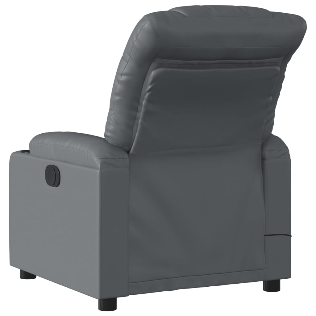 vidaXL Sillón de masaje reclinable eléctrico cuero sintético gris