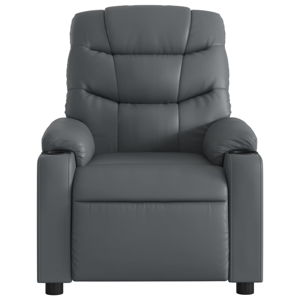 vidaXL Sillón de masaje reclinable eléctrico cuero sintético gris