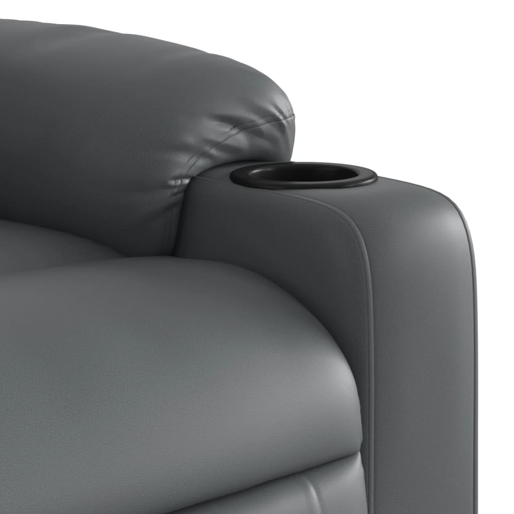 vidaXL Sillón de masaje reclinable eléctrico cuero sintético gris