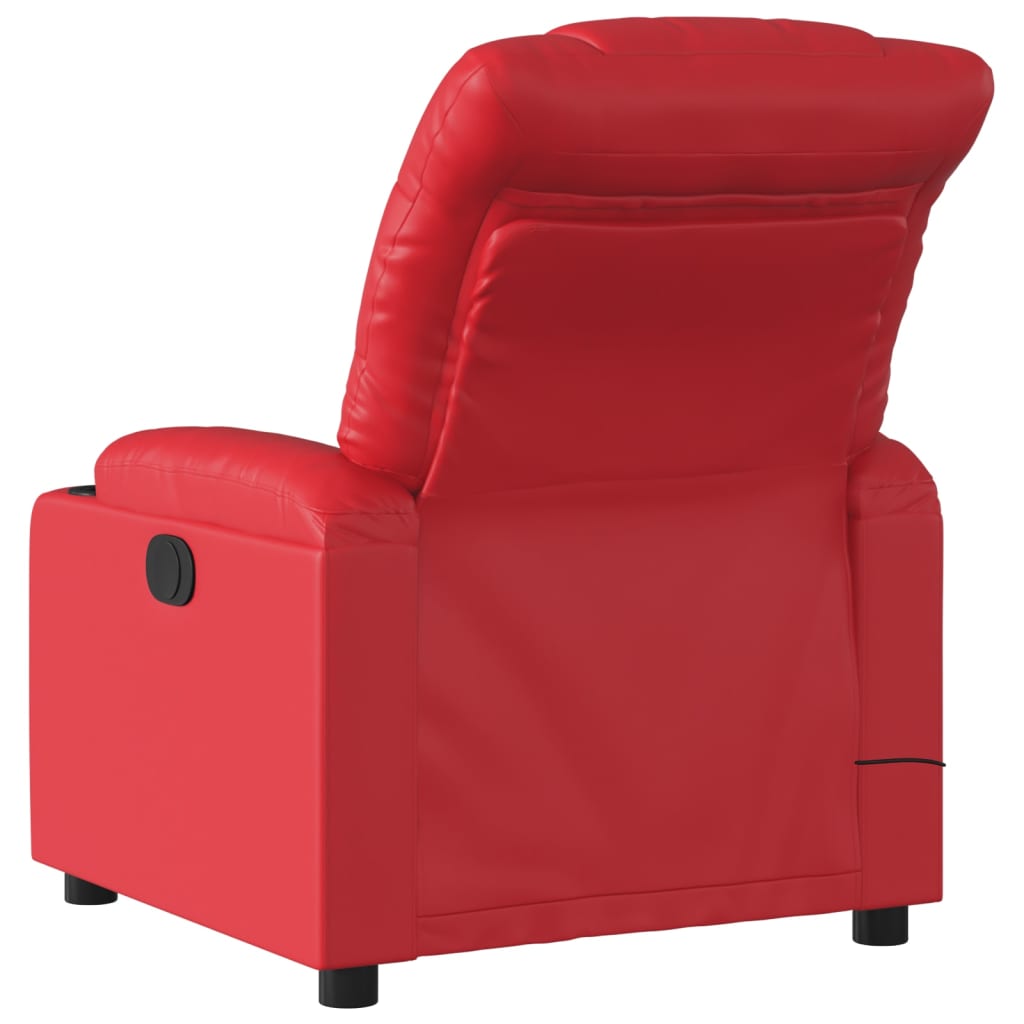 vidaXL Sillón de masaje reclinable eléctrico de cuero artificial rojo