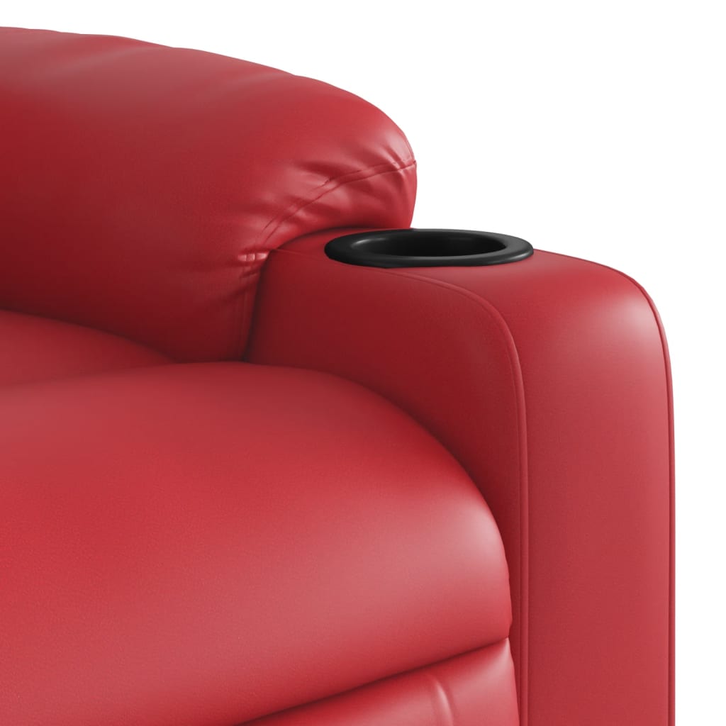 vidaXL Sillón de masaje reclinable eléctrico de cuero artificial rojo