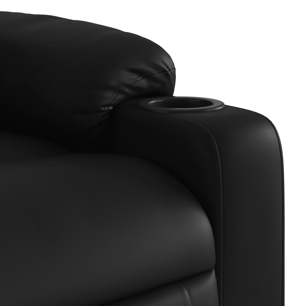 vidaXL Sillón reclinable elevable cuero artificial negro