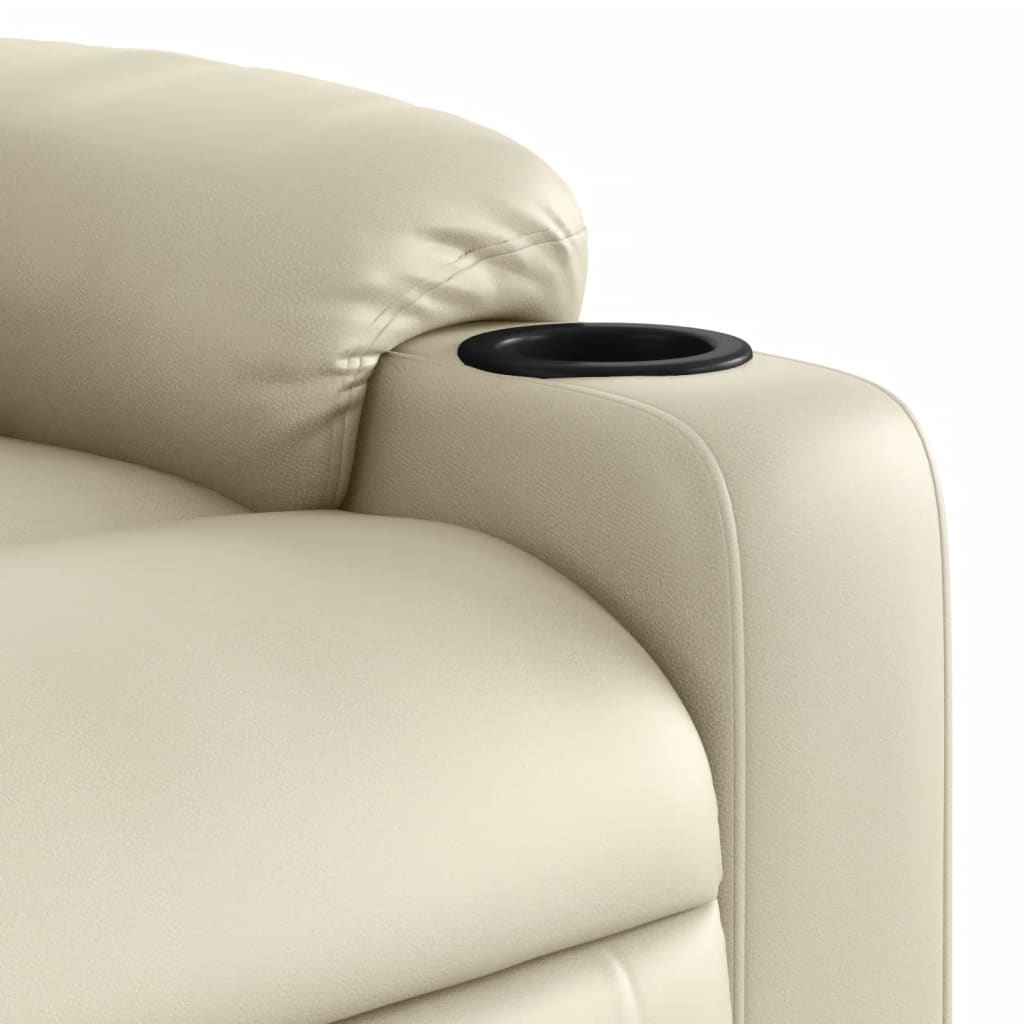 vidaXL Sillón reclinable elevable cuero artificial color crema