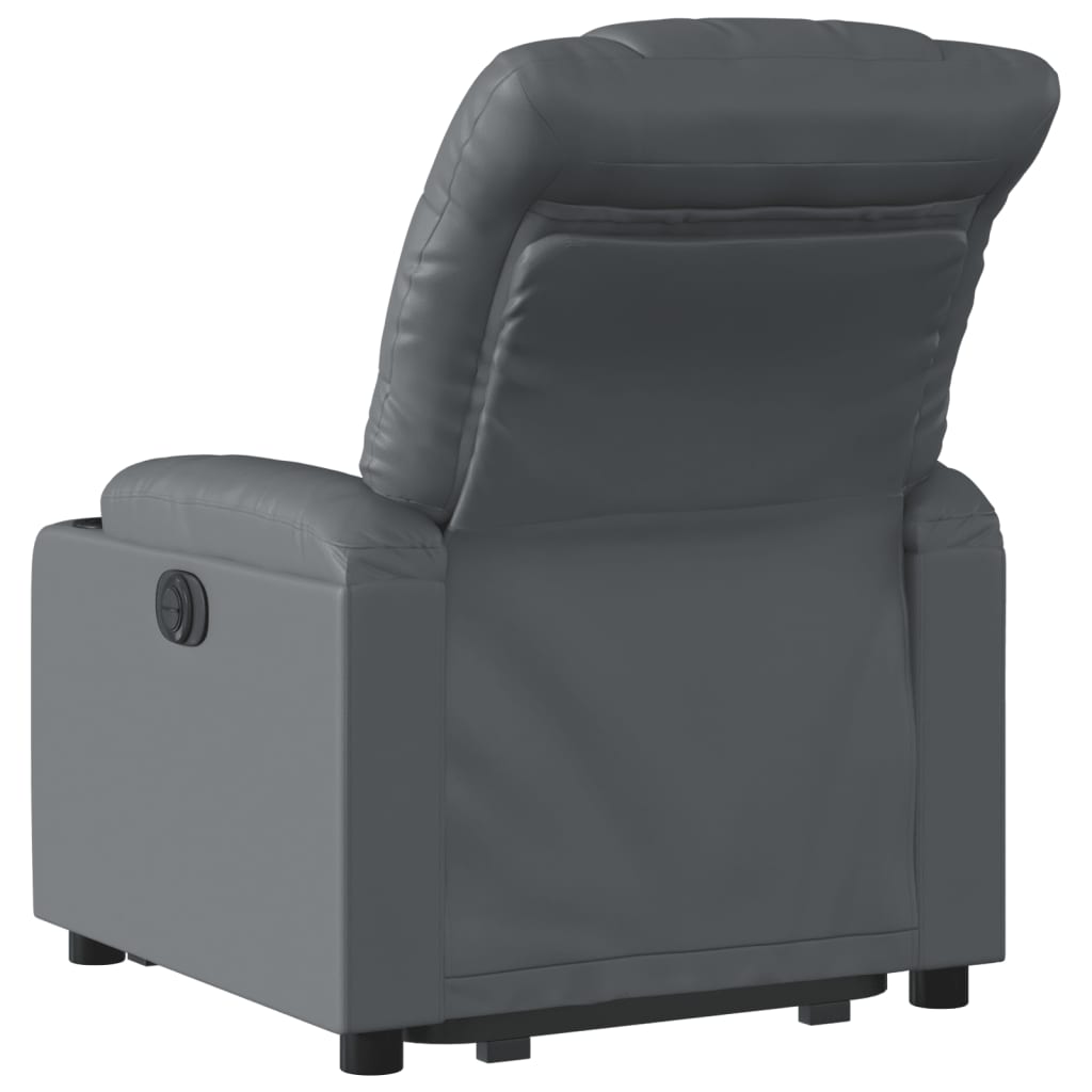 vidaXL Sillón reclinable elevable cuero artificial gris