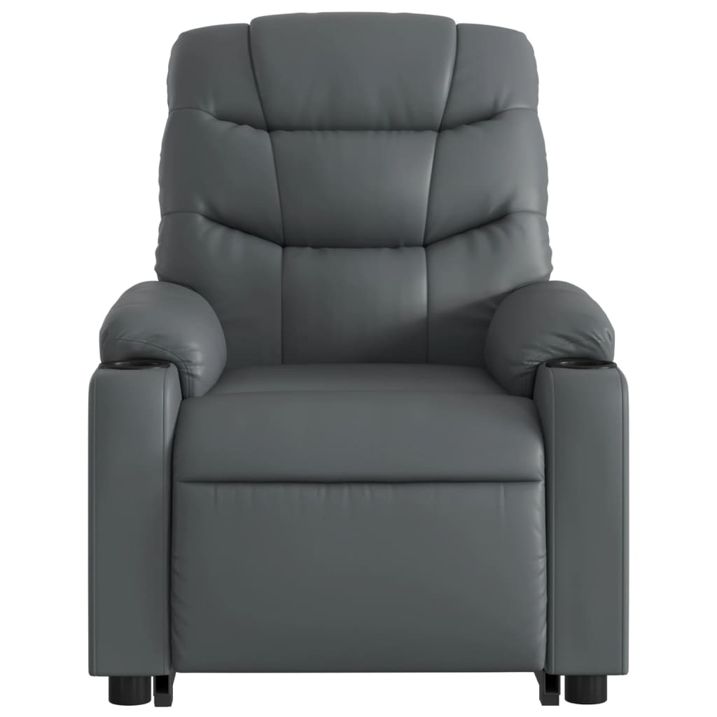 vidaXL Sillón reclinable elevable cuero artificial gris