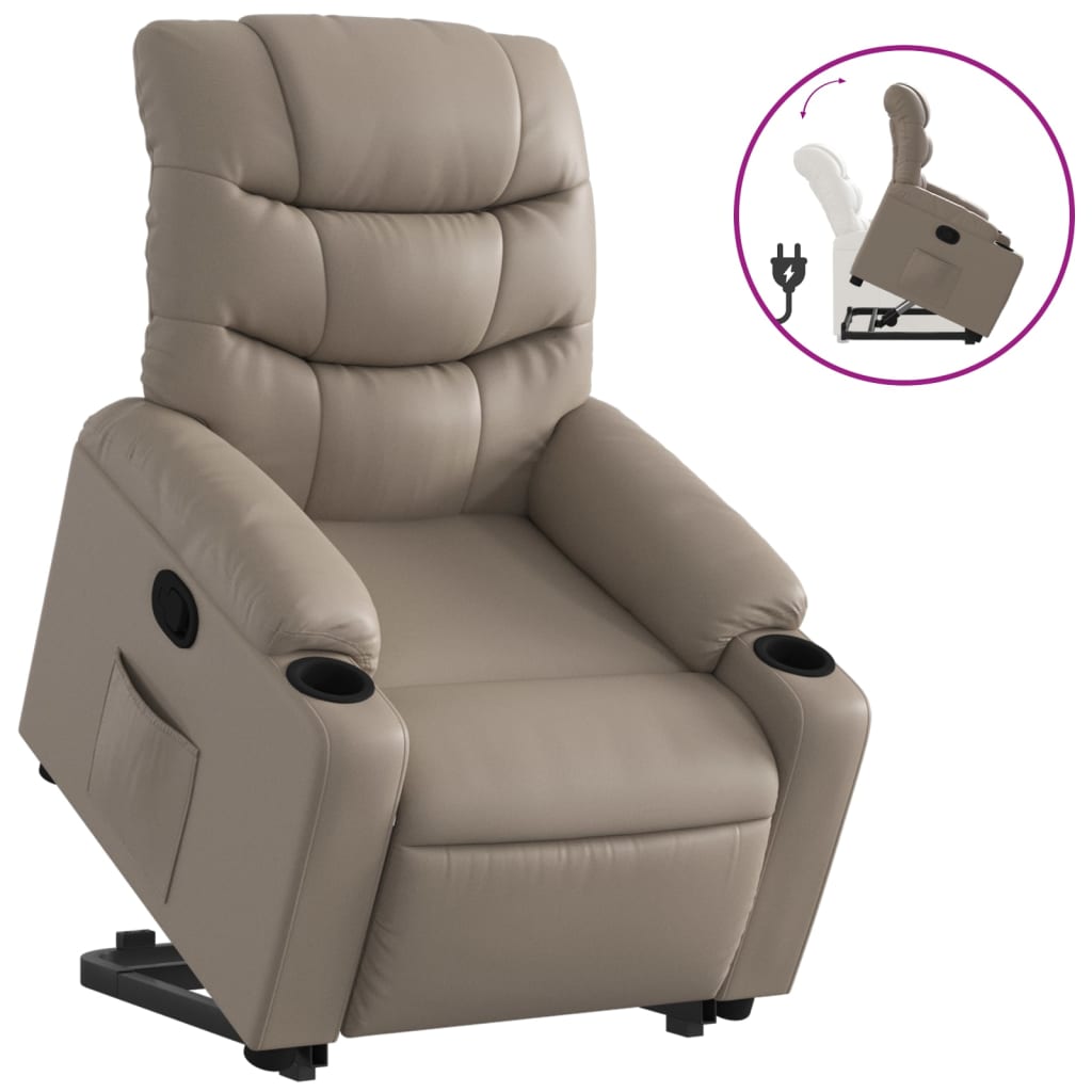 vidaXL Sillón reclinable elevable cuero artificial color capuchino