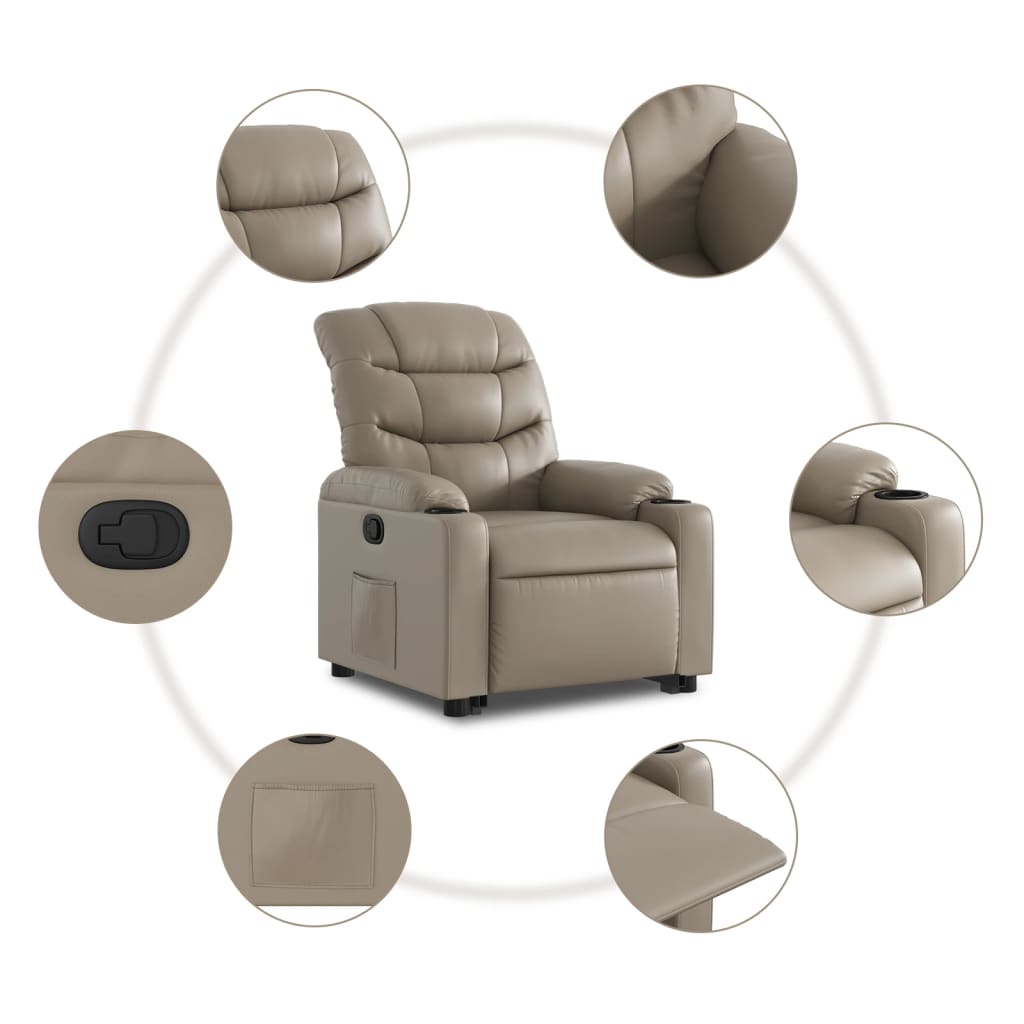 vidaXL Sillón reclinable elevable cuero artificial color capuchino