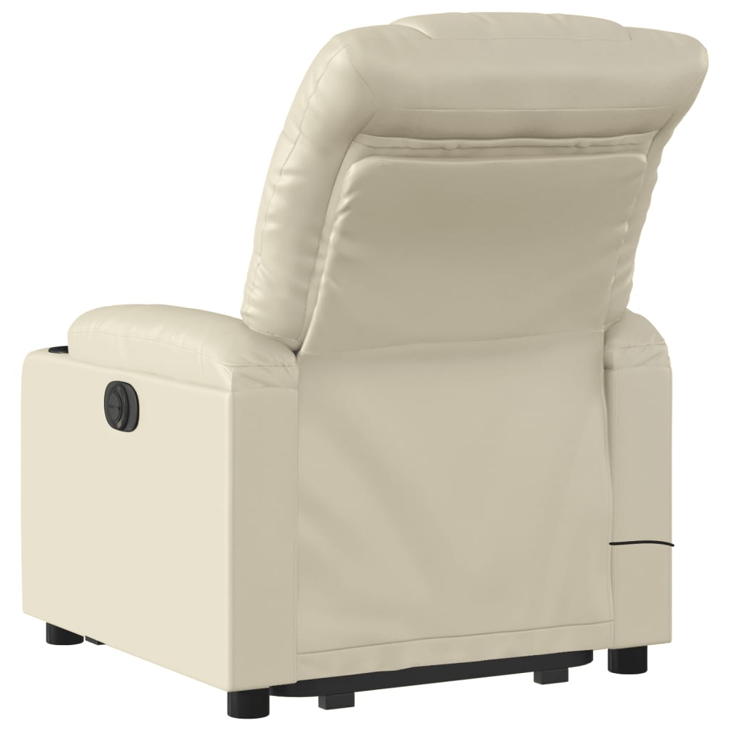 vidaXL Sillón reclinable de masaje de pie cuero artificial color crema