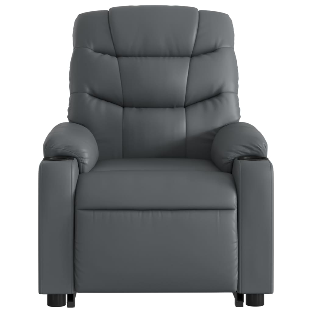 vidaXL Sillón reclinable de masaje de pie cuero artificial gris