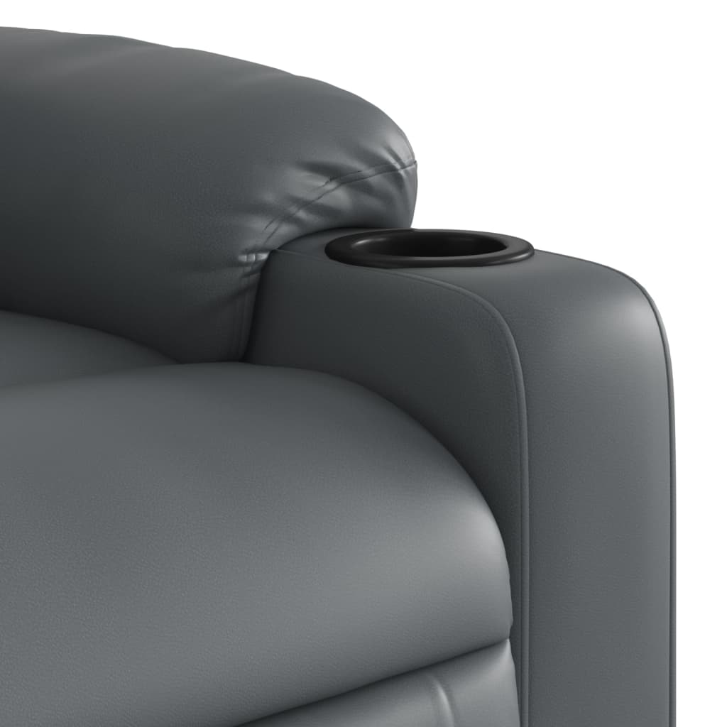 vidaXL Sillón reclinable de masaje de pie cuero artificial gris