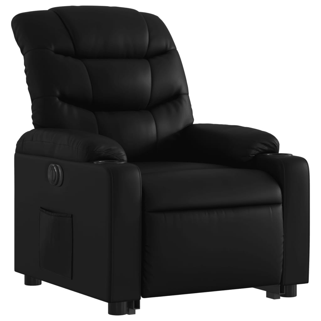 vidaXL Sillón reclinable elevable eléctrico de cuero sintético negro